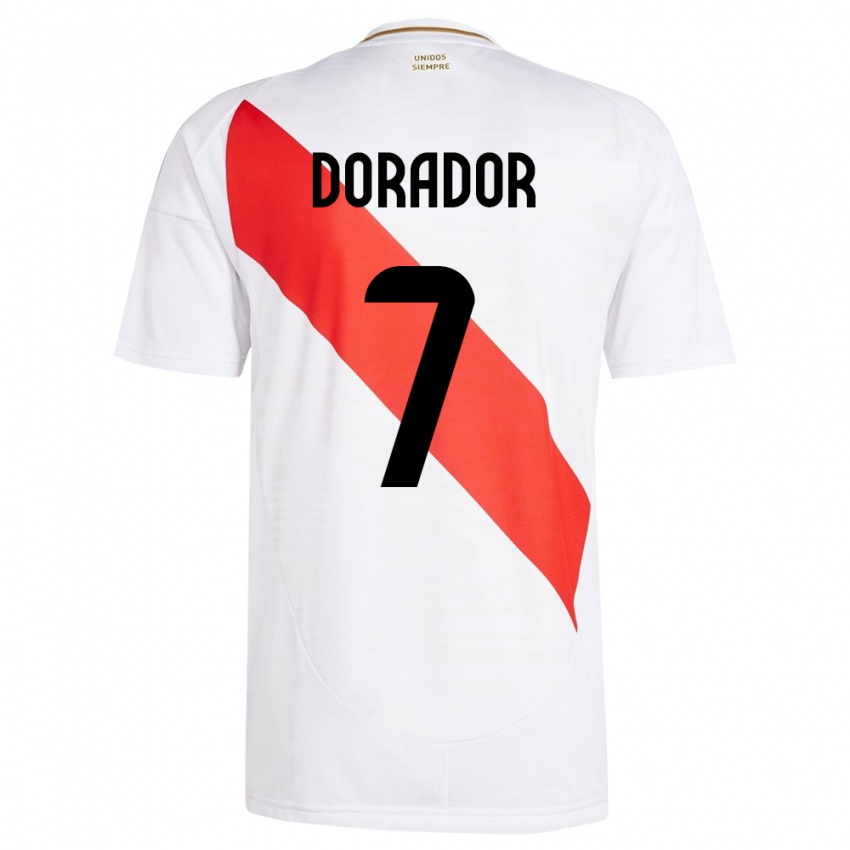 Dětské Peru Sandy Dorador #7 Bílý Domů Hráčské Dresy 24-26 Dres