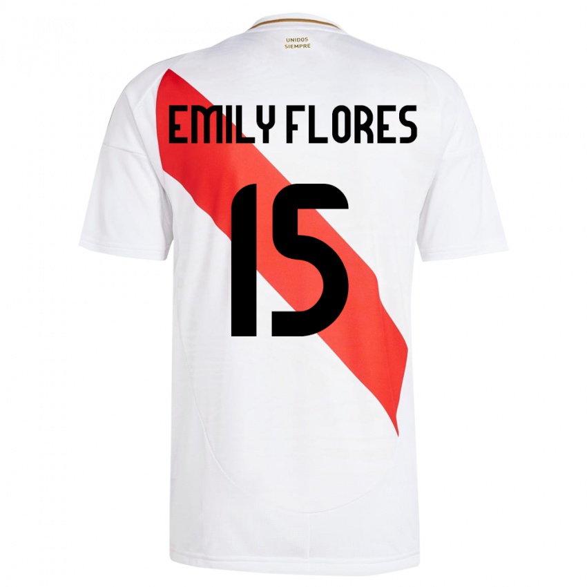 Dětské Peru Emily Flores #15 Bílý Domů Hráčské Dresy 24-26 Dres