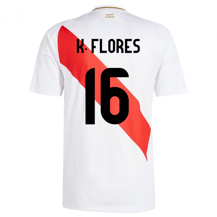 Dětské Peru Kimbherly Flores #16 Bílý Domů Hráčské Dresy 24-26 Dres