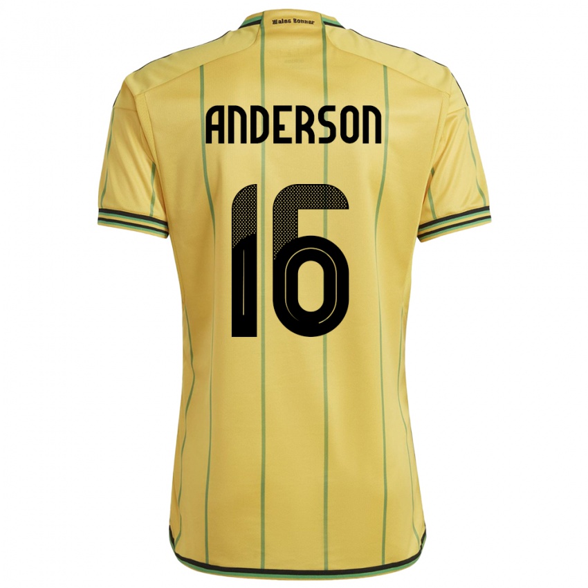 Dětské Jamajka Karoy Anderson #16 Žlutá Domů Hráčské Dresy 24-26 Dres