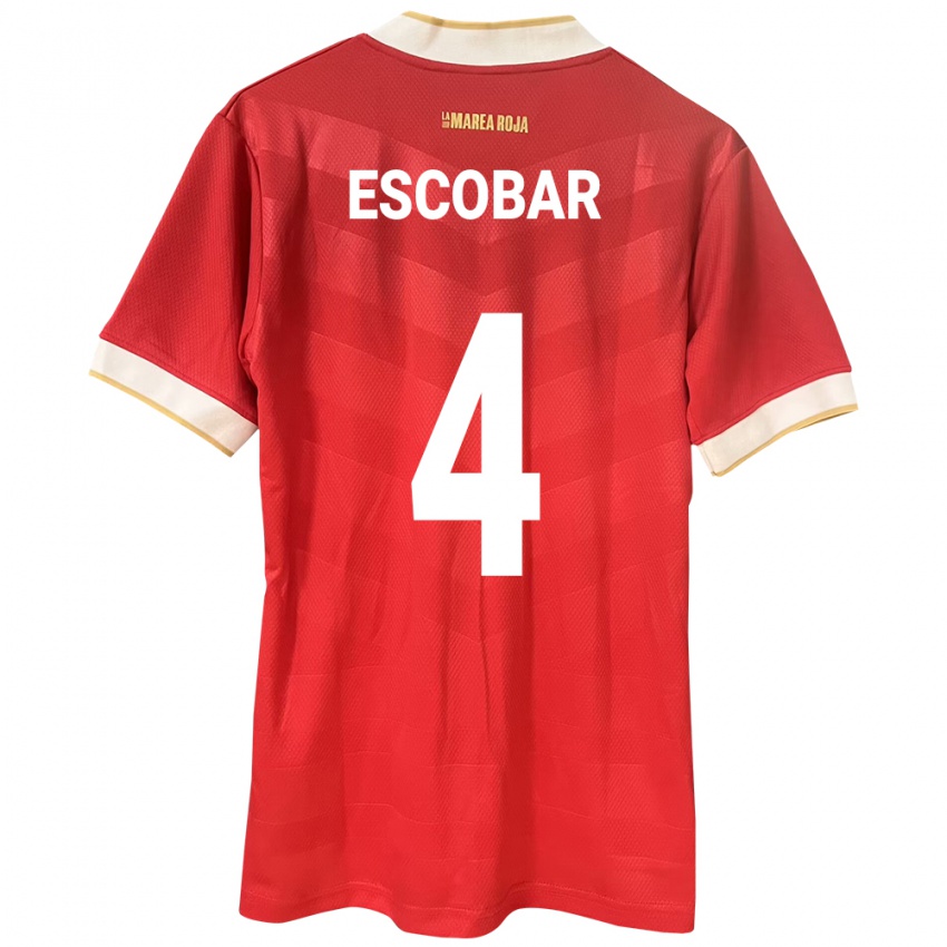 Dětské Panama Fidel Escobar #4 Červené Domů Hráčské Dresy 24-26 Dres