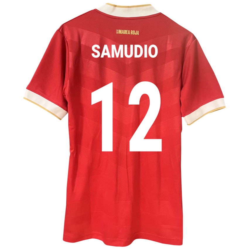 Dětské Panama César Samudio #12 Červené Domů Hráčské Dresy 24-26 Dres