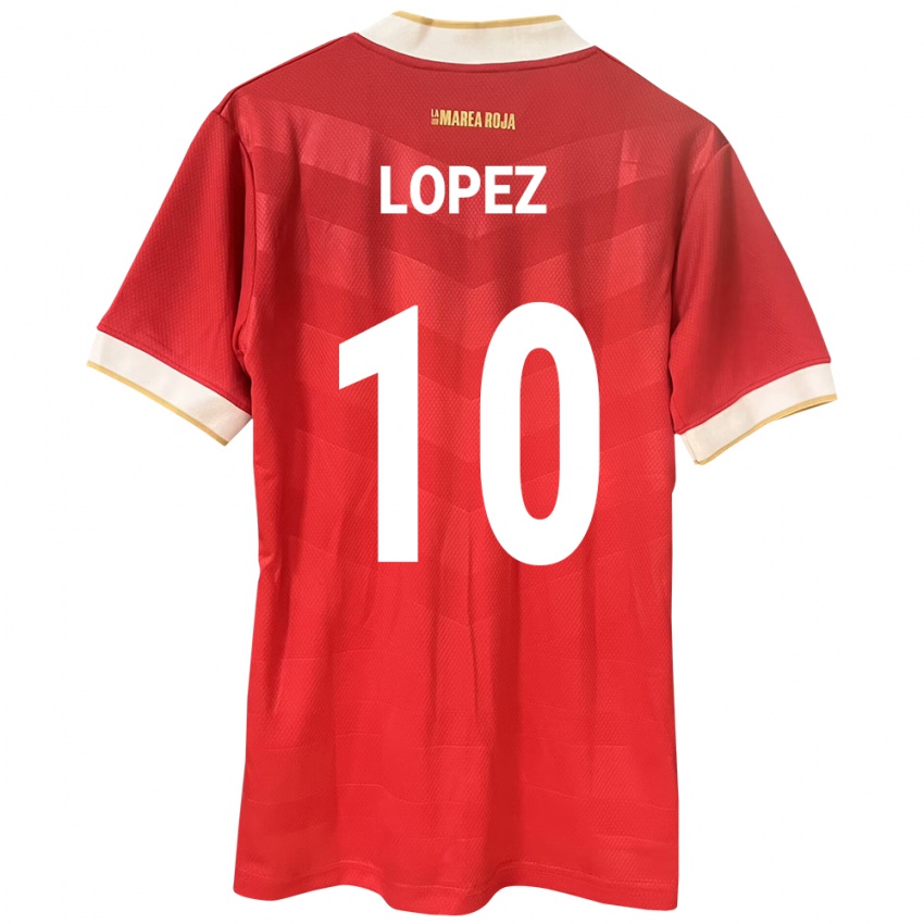 Dětské Panama Ovidio Lopez #10 Červené Domů Hráčské Dresy 24-26 Dres