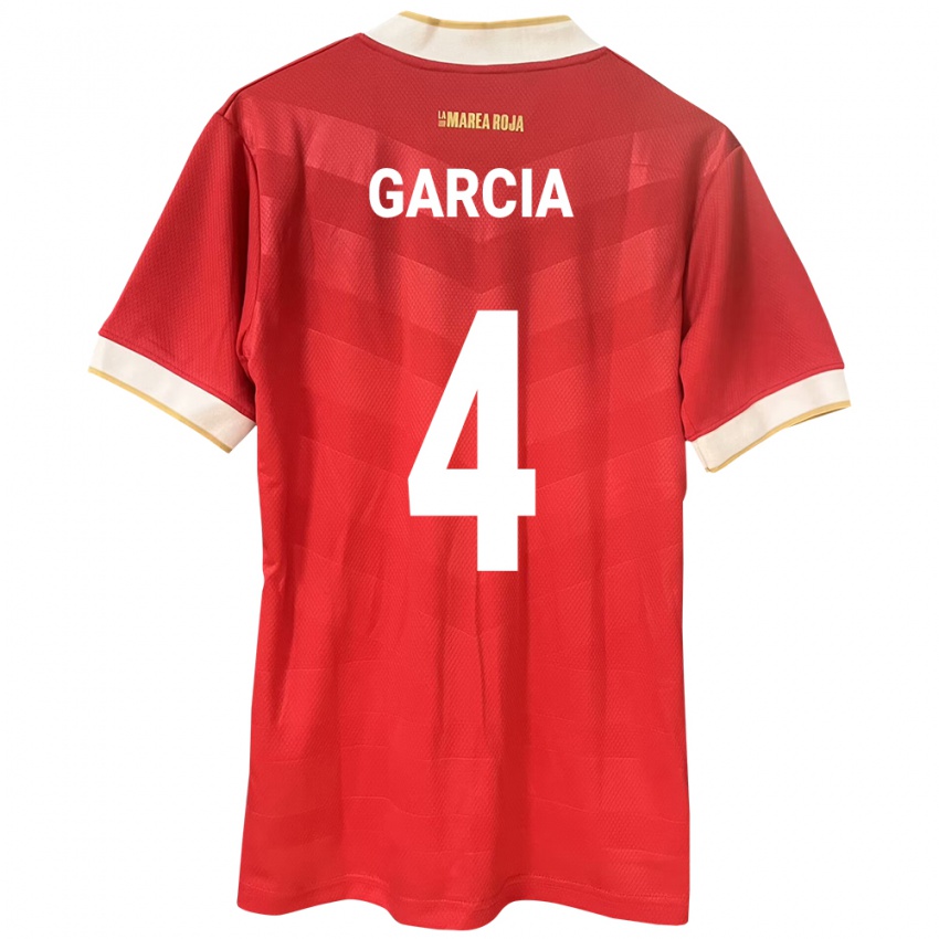 Dětské Panama Giancarlos García #4 Červené Domů Hráčské Dresy 24-26 Dres