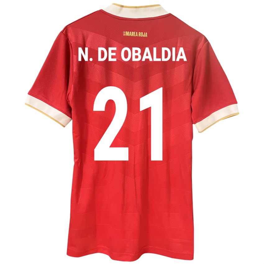 Dětské Panama Nicole De Obaldía #21 Červené Domů Hráčské Dresy 24-26 Dres