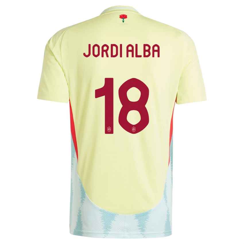 Dětské Španělsko Jordi Alba #18 Žlutá Daleko Hráčské Dresy 24-26 Dres