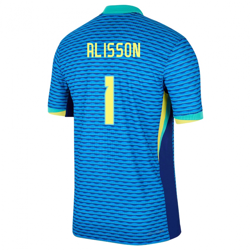 Dětské Brazílie Alisson #1 Modrý Daleko Hráčské Dresy 24-26 Dres
