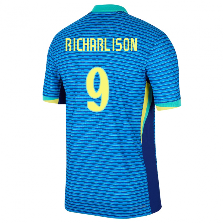 Dětské Brazílie Richarlison #9 Modrý Daleko Hráčské Dresy 24-26 Dres