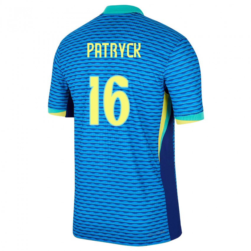 Dětské Brazílie Patryck #16 Modrý Daleko Hráčské Dresy 24-26 Dres