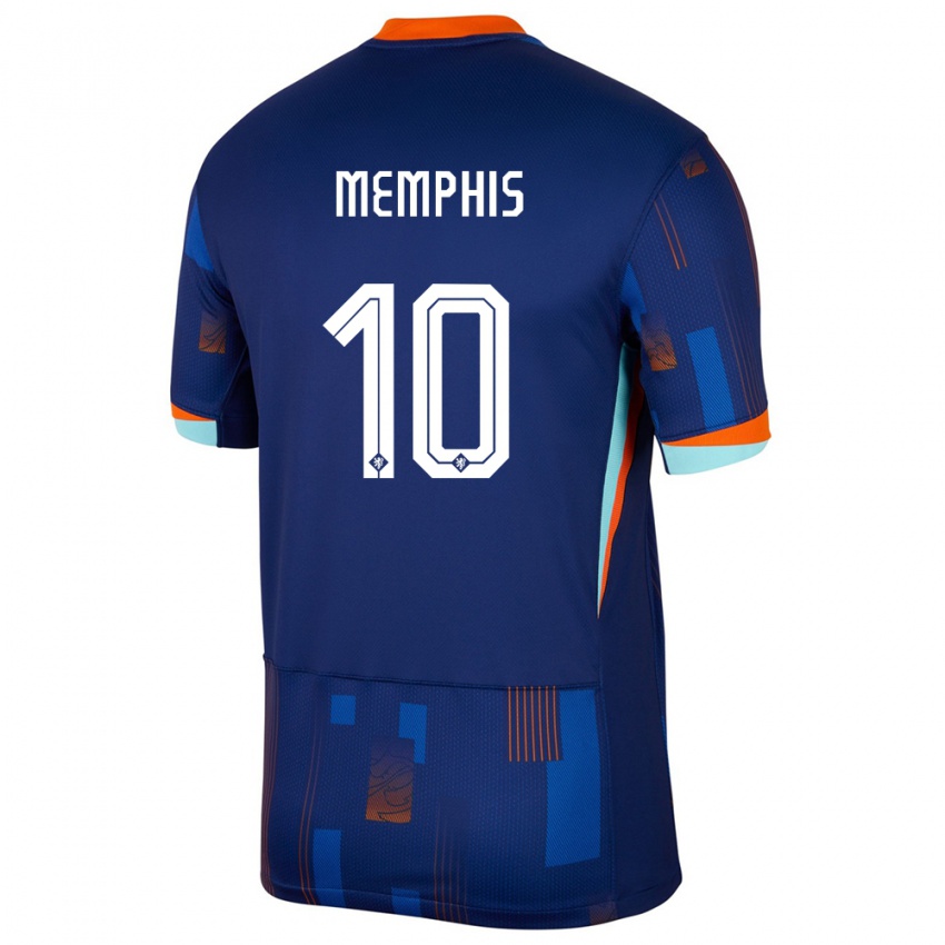 Dětské Nizozemsko Memphis Depay #10 Modrý Daleko Hráčské Dresy 24-26 Dres