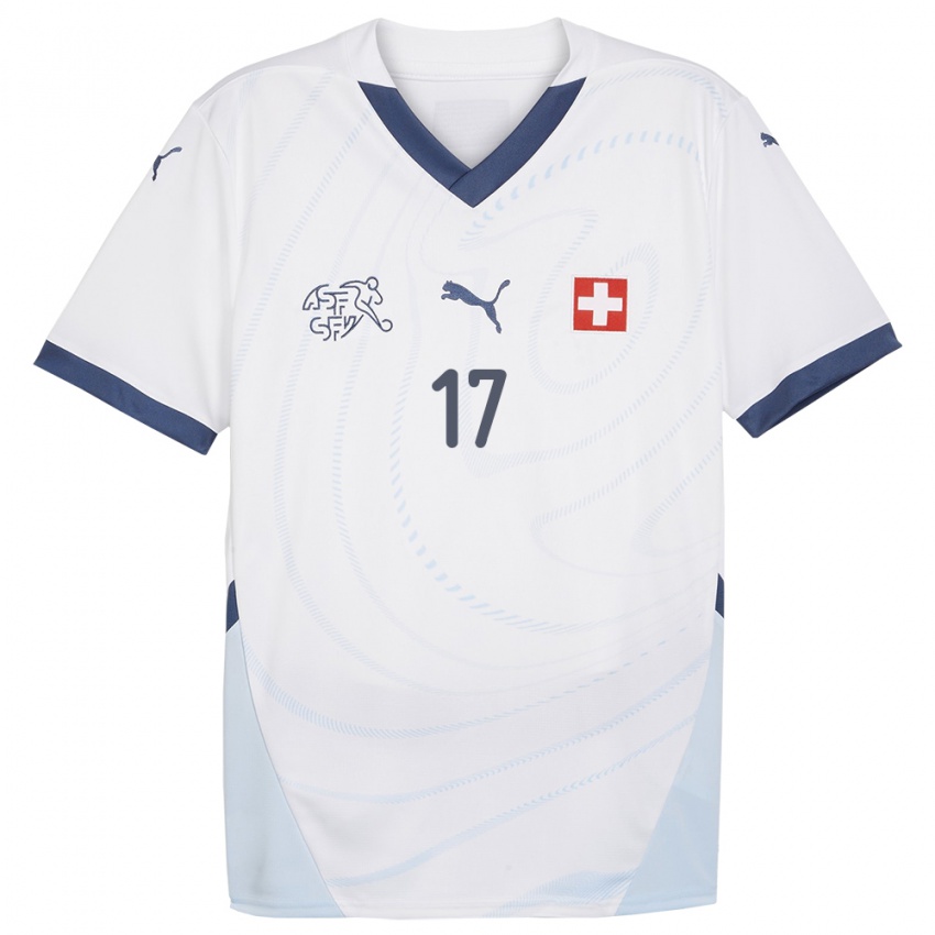 Dětské Švýcarsko Leon Avdullahu #17 Bílý Daleko Hráčské Dresy 24-26 Dres