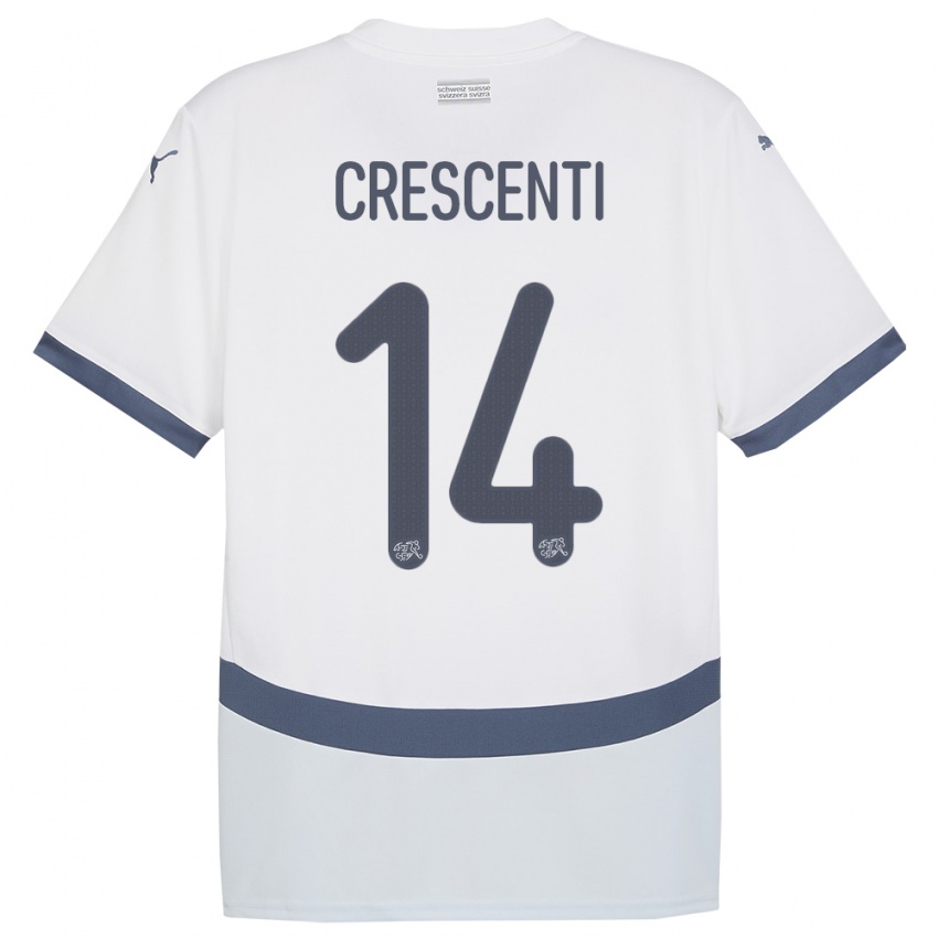 Dětské Švýcarsko Federico Crescenti #14 Bílý Daleko Hráčské Dresy 24-26 Dres