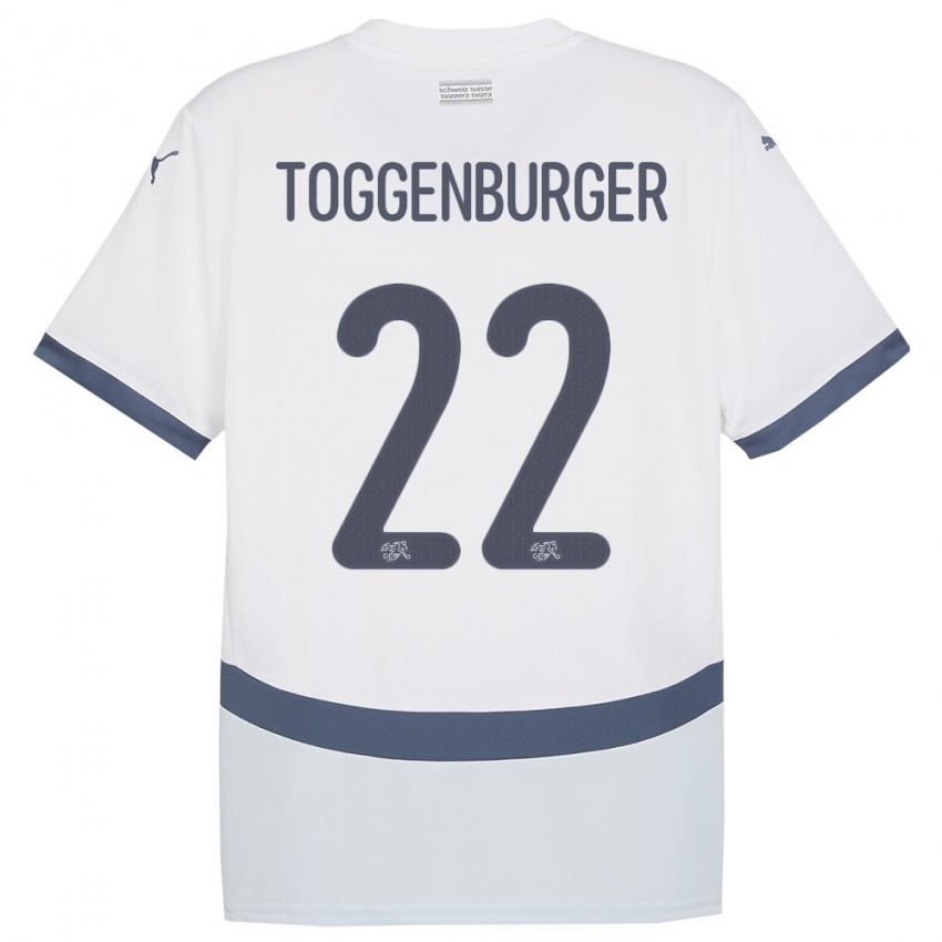 Dětské Švýcarsko Nando Toggenburger #22 Bílý Daleko Hráčské Dresy 24-26 Dres