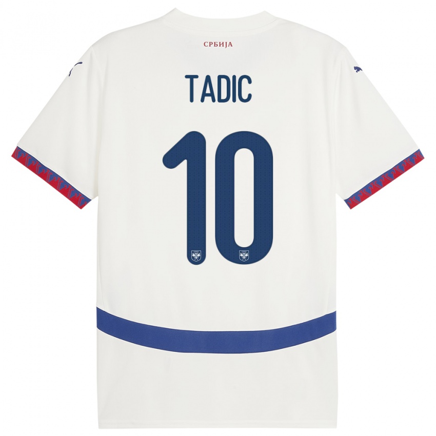 Dětské Srbsko Dusan Tadic #10 Bílý Daleko Hráčské Dresy 24-26 Dres