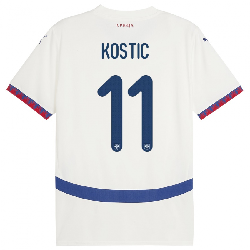 Dětské Srbsko Filip Kostic #11 Bílý Daleko Hráčské Dresy 24-26 Dres