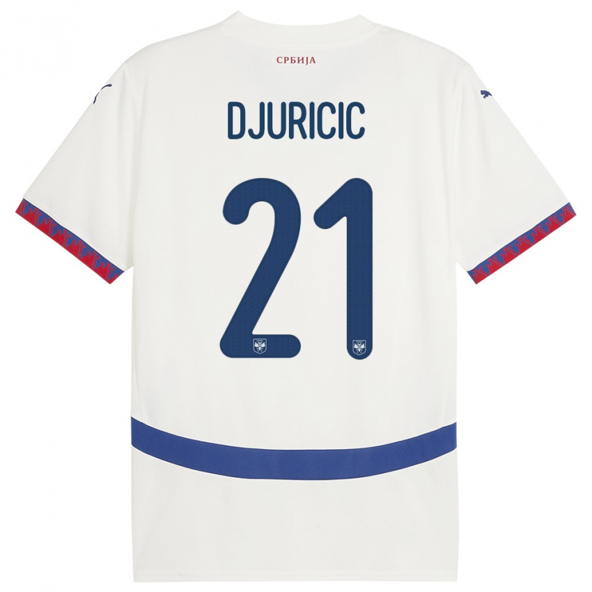 Dětské Srbsko Filip Djuricic #21 Bílý Daleko Hráčské Dresy 24-26 Dres