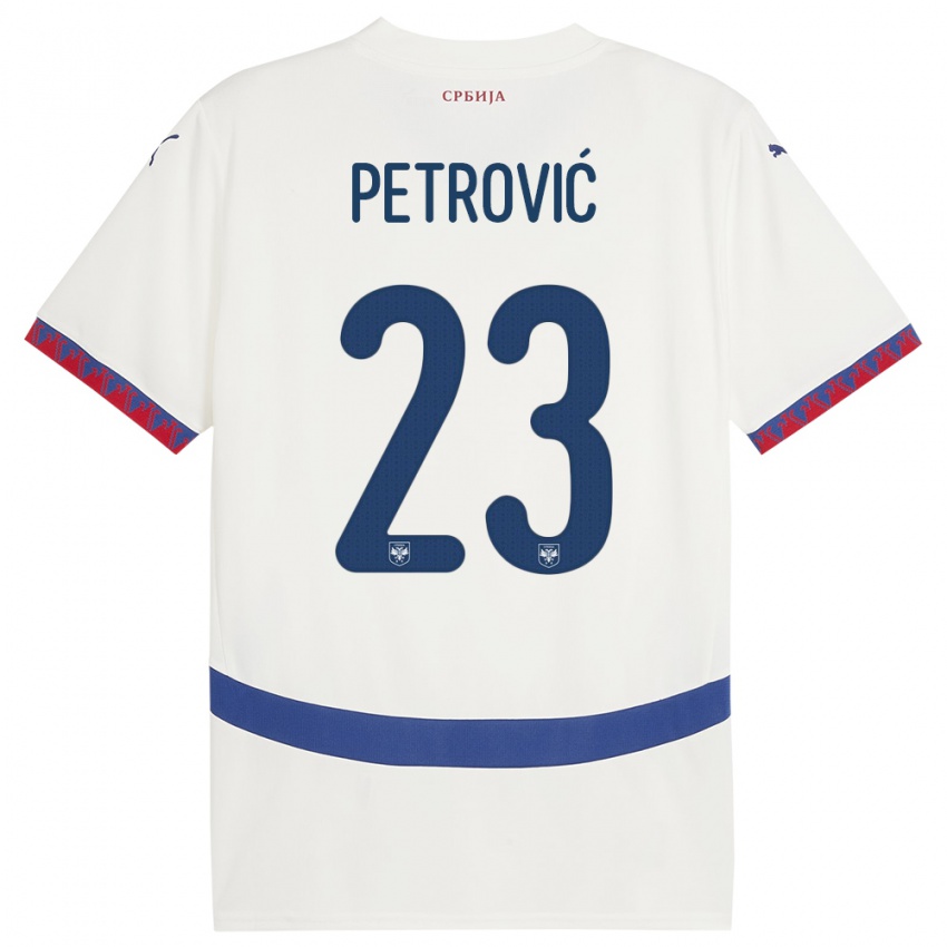 Dětské Srbsko Jovana Petrovic #23 Bílý Daleko Hráčské Dresy 24-26 Dres