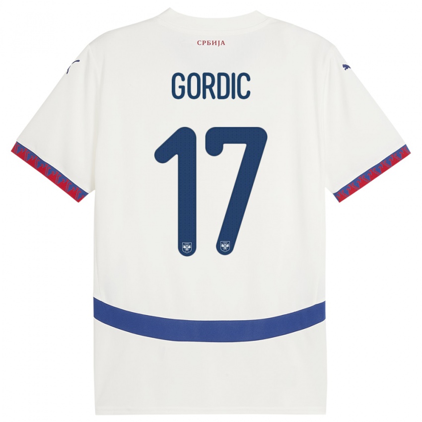 Dětské Srbsko Djordje Gordic #17 Bílý Daleko Hráčské Dresy 24-26 Dres