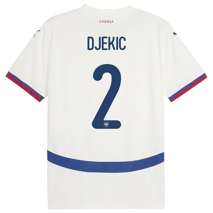 Dětské Srbsko Djuro Giulio Djekic #2 Bílý Daleko Hráčské Dresy 24-26 Dres