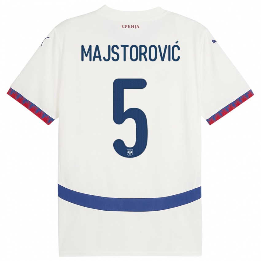 Dětské Srbsko Milan Majstorovic #5 Bílý Daleko Hráčské Dresy 24-26 Dres