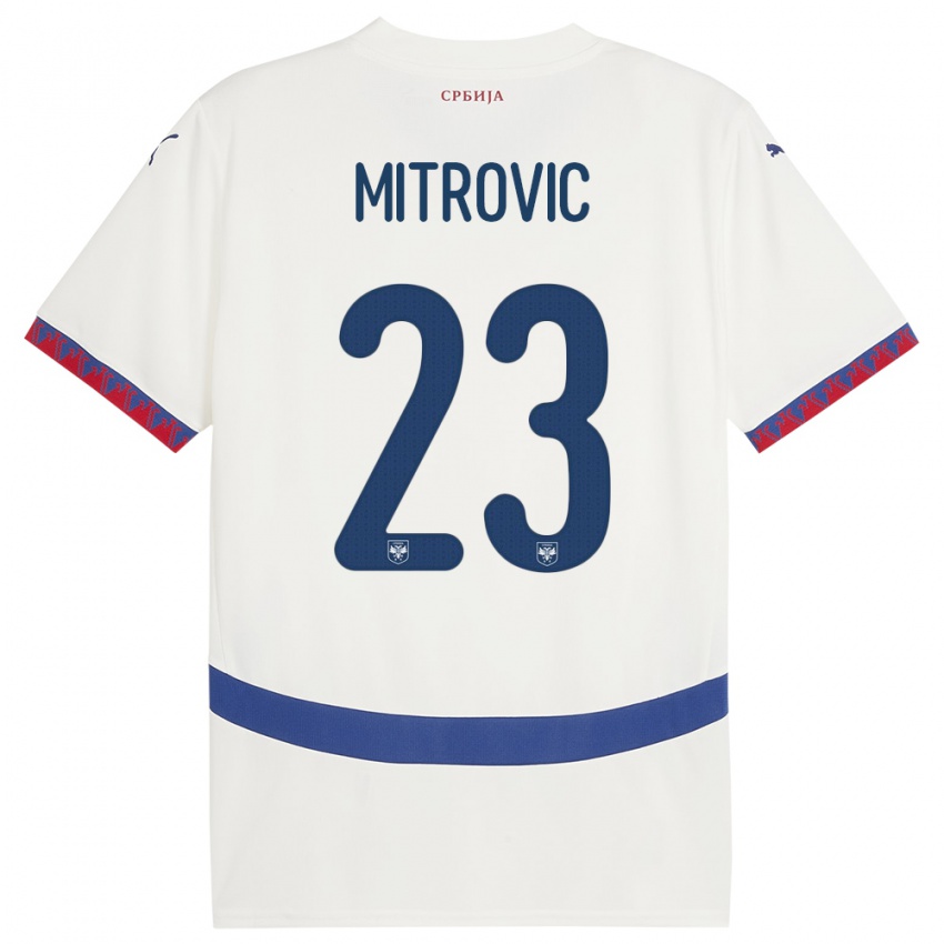 Dětské Srbsko Vuk Mitrovic #23 Bílý Daleko Hráčské Dresy 24-26 Dres