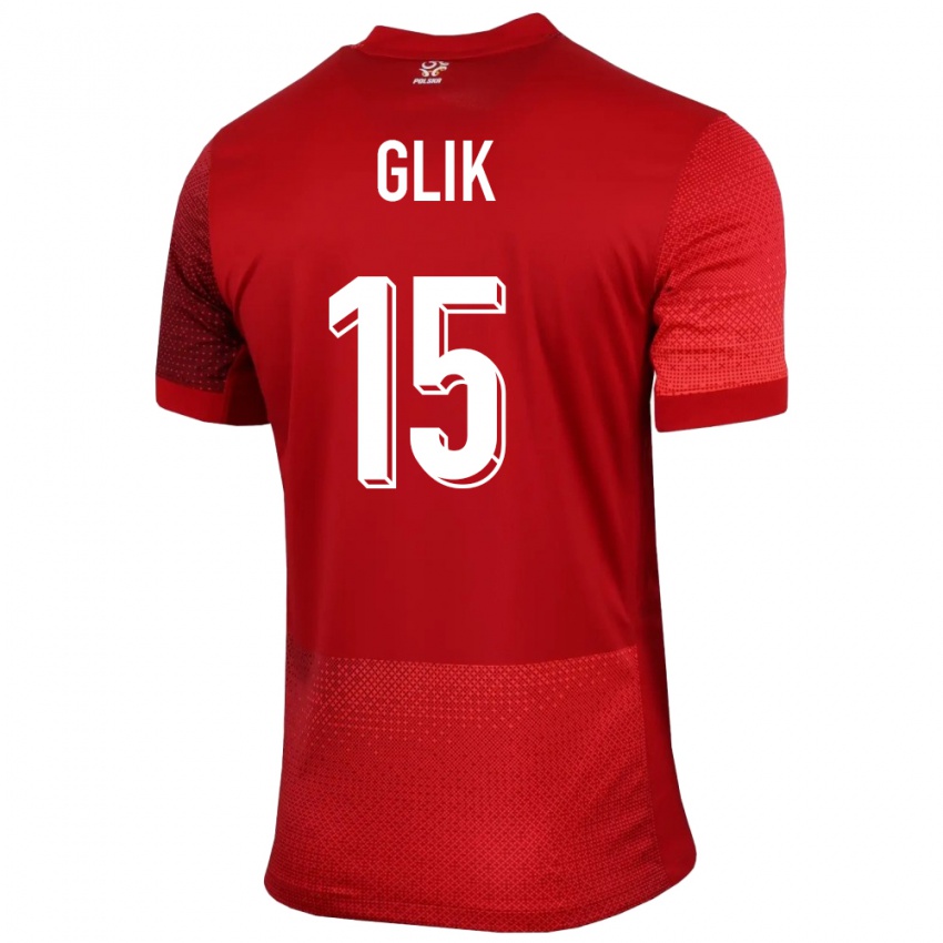 Dětské Polsko Kamil Glik #15 Červené Daleko Hráčské Dresy 24-26 Dres