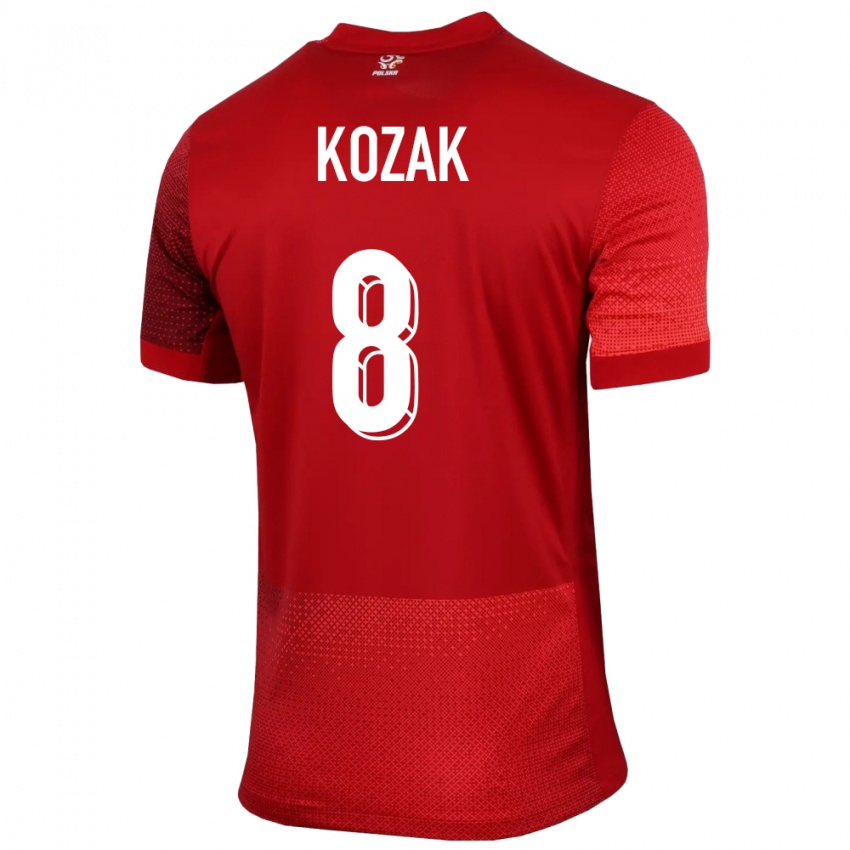 Dětské Polsko Kinga Kozak #8 Červené Daleko Hráčské Dresy 24-26 Dres