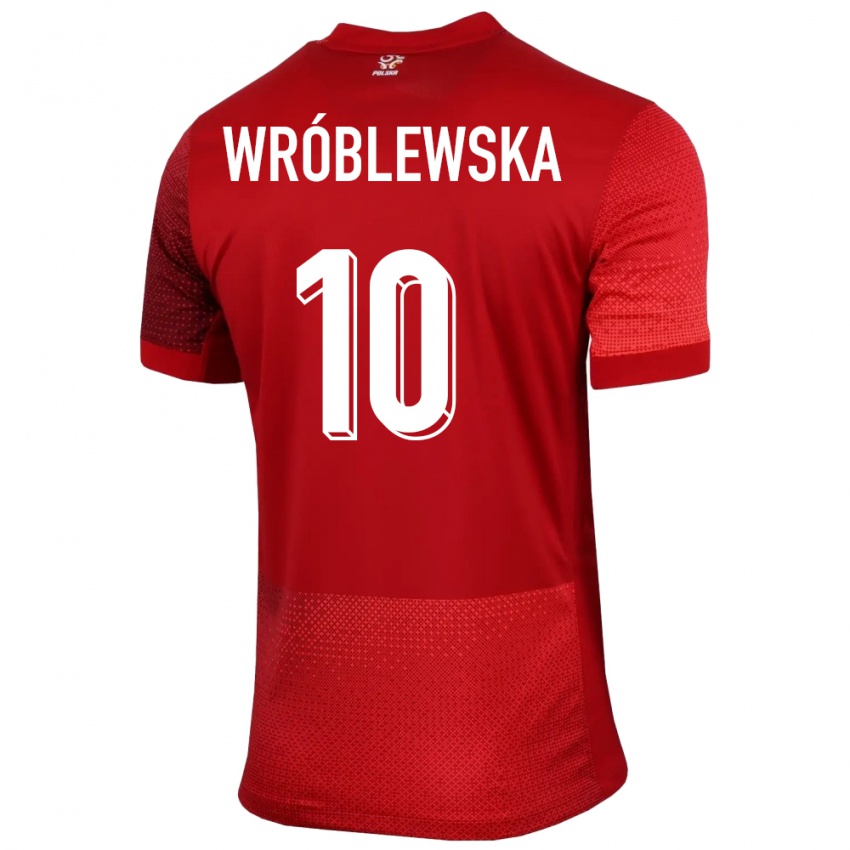 Dětské Polsko Joanna Wroblewska #10 Červené Daleko Hráčské Dresy 24-26 Dres