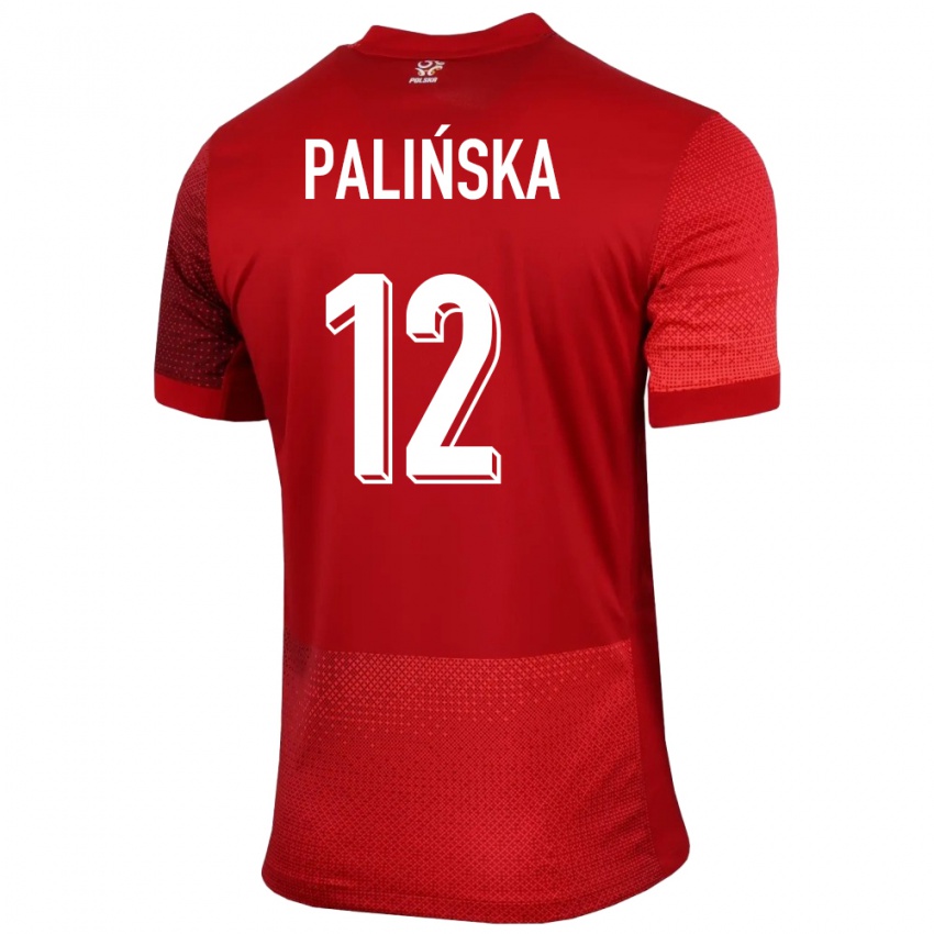 Dětské Polsko Anna Palinska #12 Červené Daleko Hráčské Dresy 24-26 Dres