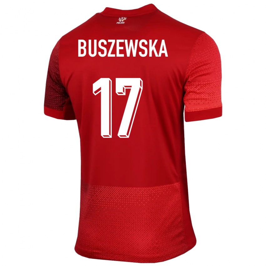 Dětské Polsko Zofia Buszewska #17 Červené Daleko Hráčské Dresy 24-26 Dres