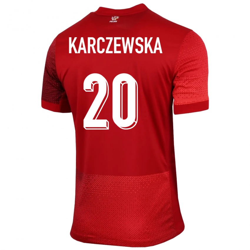 Dětské Polsko Nikola Karczewska #20 Červené Daleko Hráčské Dresy 24-26 Dres