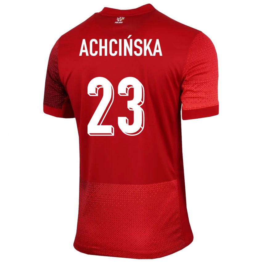 Dětské Polsko Adriana Achcinska #23 Červené Daleko Hráčské Dresy 24-26 Dres