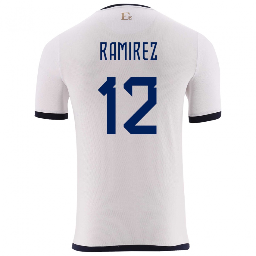 Dětské Ekvádor Moises Ramirez #12 Bílý Daleko Hráčské Dresy 24-26 Dres