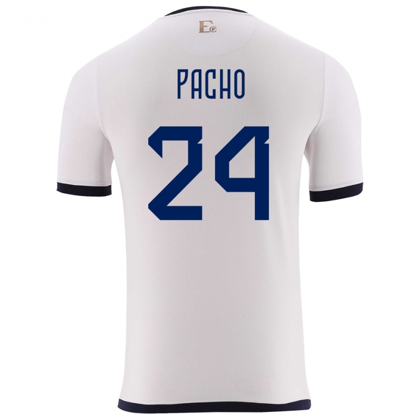 Dětské Ekvádor William Pacho #24 Bílý Daleko Hráčské Dresy 24-26 Dres