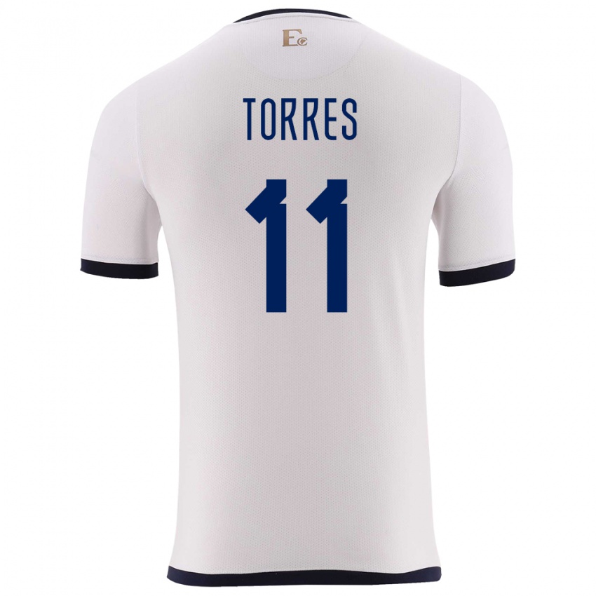 Dětské Ekvádor Ambar Torres #11 Bílý Daleko Hráčské Dresy 24-26 Dres