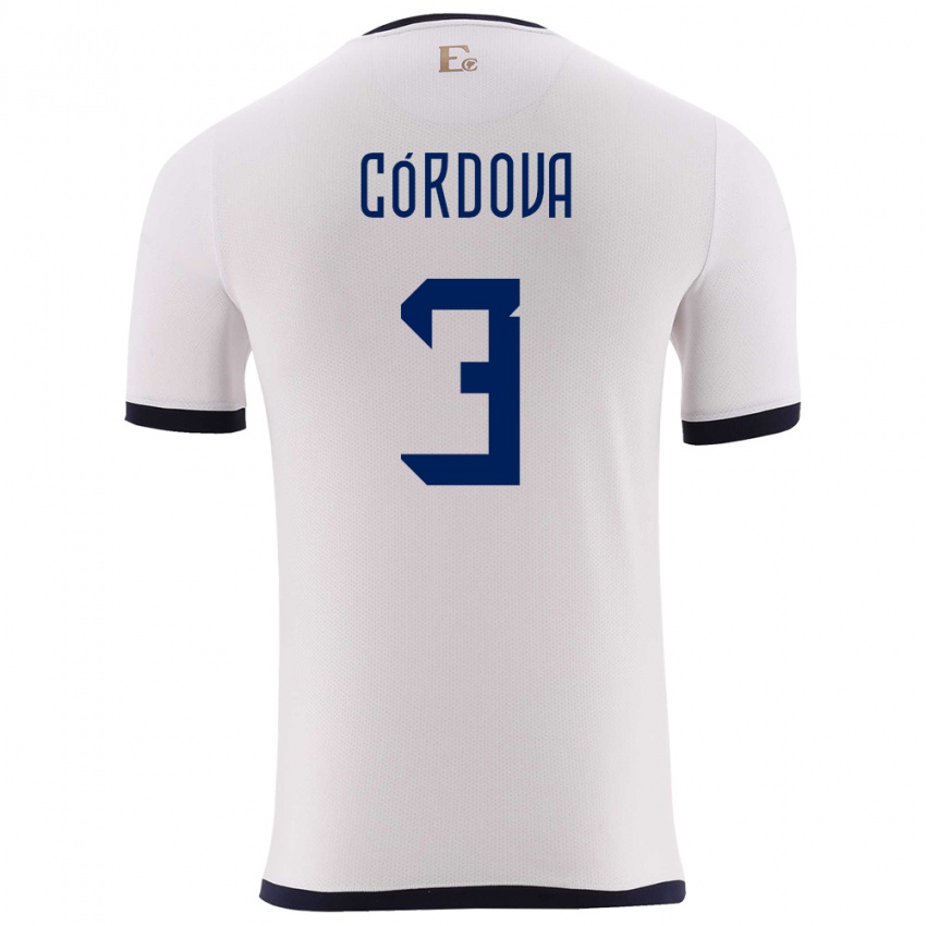 Dětské Ekvádor Luis Cordova #3 Bílý Daleko Hráčské Dresy 24-26 Dres