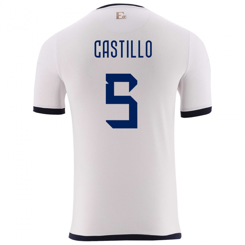 Dětské Ekvádor Denil Castillo #5 Bílý Daleko Hráčské Dresy 24-26 Dres