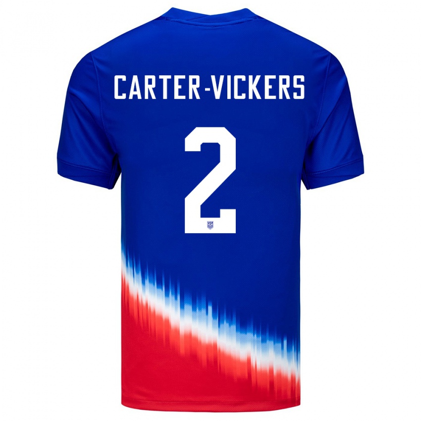 Dětské Spojené Státy Americké Cameron Carter-Vickers #2 Modrý Daleko Hráčské Dresy 24-26 Dres