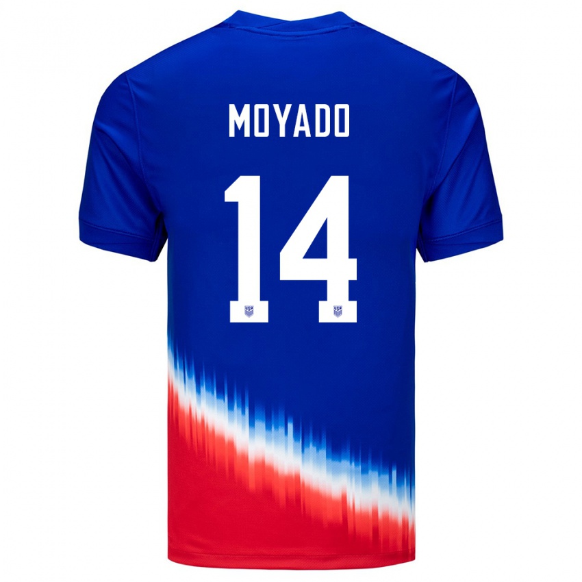 Dětské Spojené Státy Americké Bryan Moyado #14 Modrý Daleko Hráčské Dresy 24-26 Dres