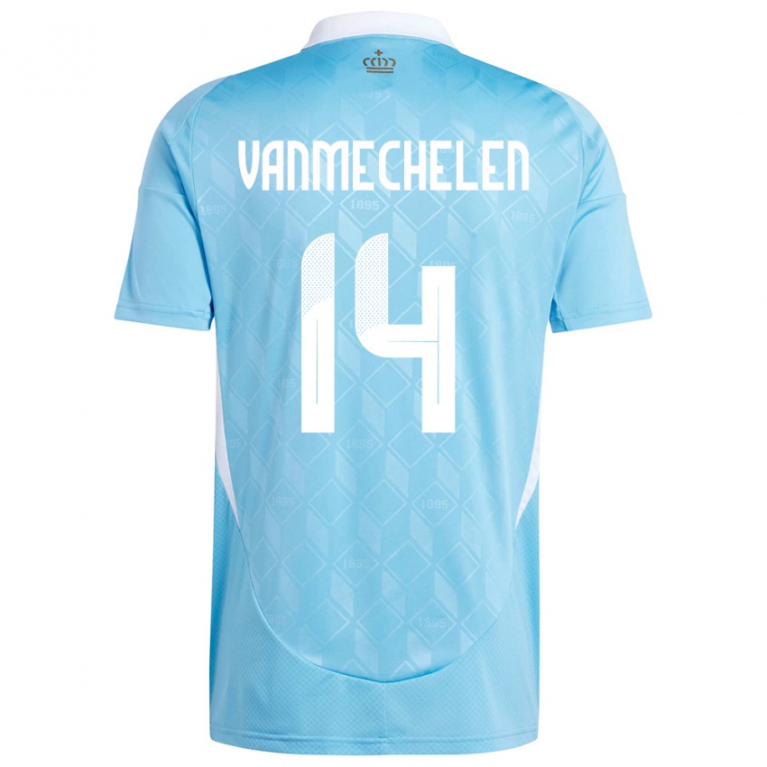 Dětské Belgie Davinia Vanmechelen #14 Modrý Daleko Hráčské Dresy 24-26 Dres