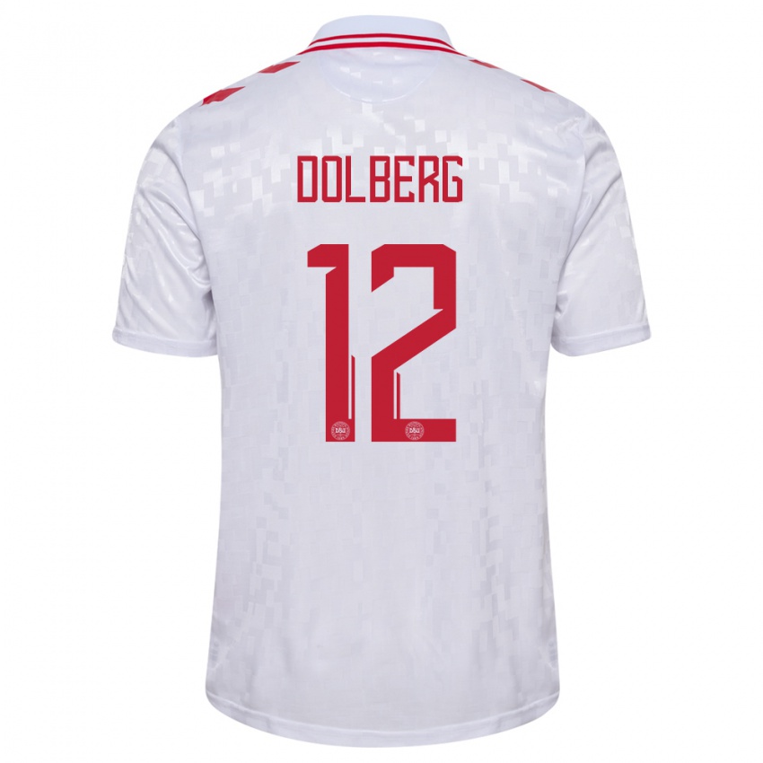 Dětské Dánsko Kasper Dolberg #12 Bílý Daleko Hráčské Dresy 24-26 Dres