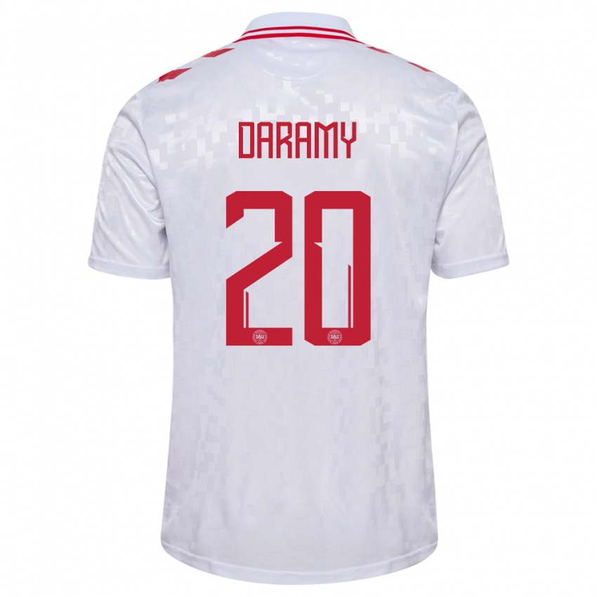 Dětské Dánsko Mohamed Daramy #20 Bílý Daleko Hráčské Dresy 24-26 Dres