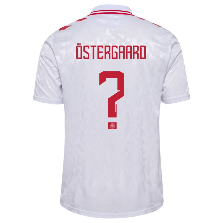 Dětské Dánsko Christian Östergaard #0 Bílý Daleko Hráčské Dresy 24-26 Dres