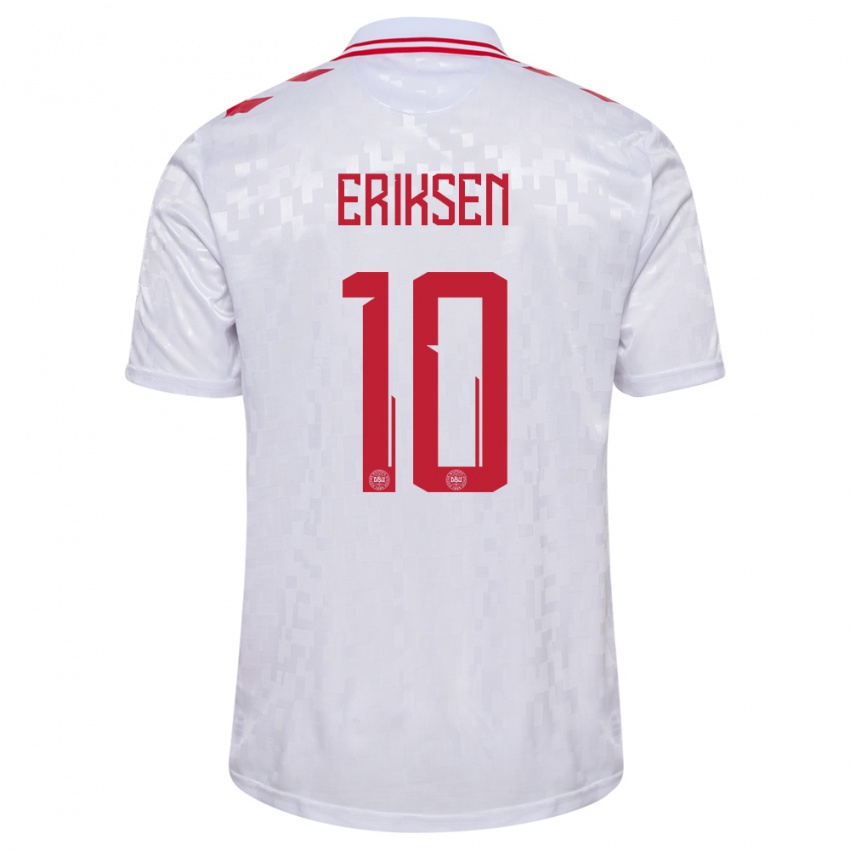 Dětské Dánsko Christian Eriksen #10 Bílý Daleko Hráčské Dresy 24-26 Dres