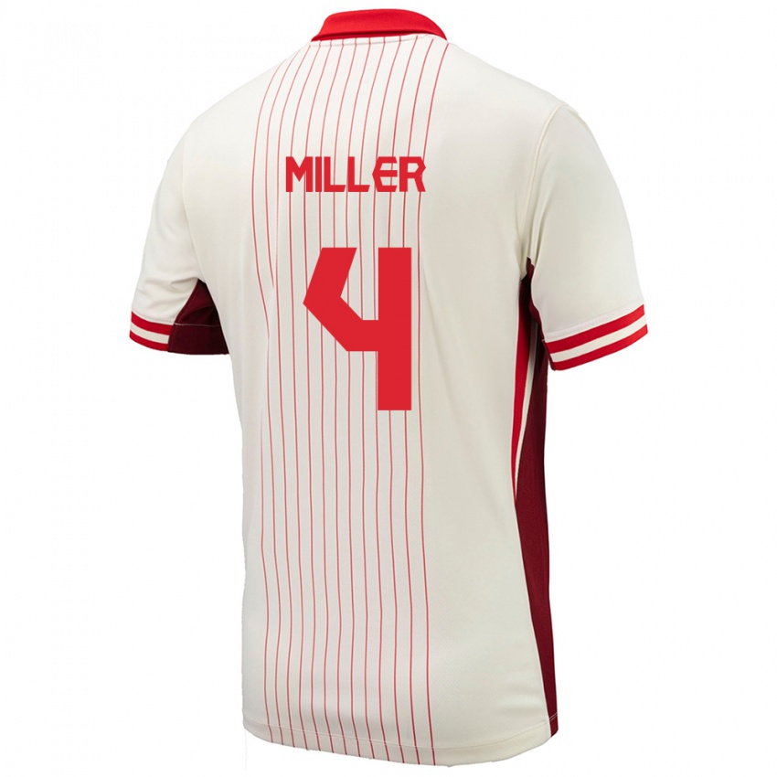 Dětské Kanada Kamal Miller #4 Bílý Daleko Hráčské Dresy 24-26 Dres