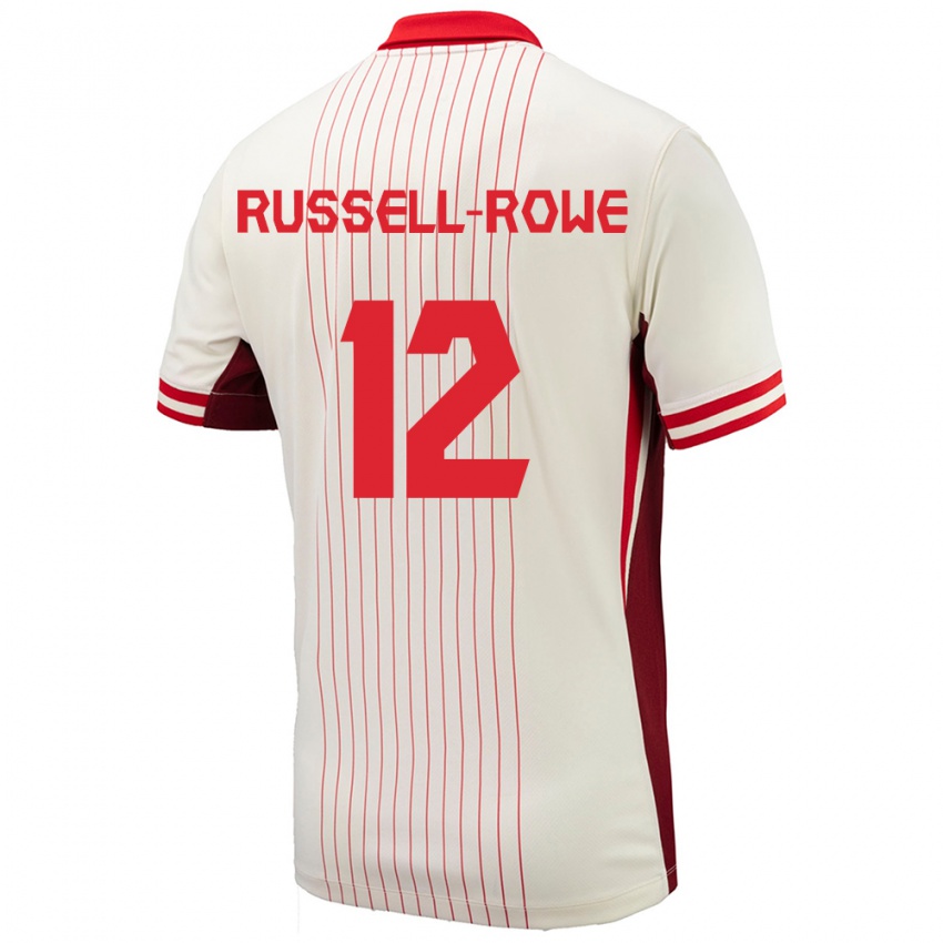 Dětské Kanada Jacen Russell-Rowe #12 Bílý Daleko Hráčské Dresy 24-26 Dres