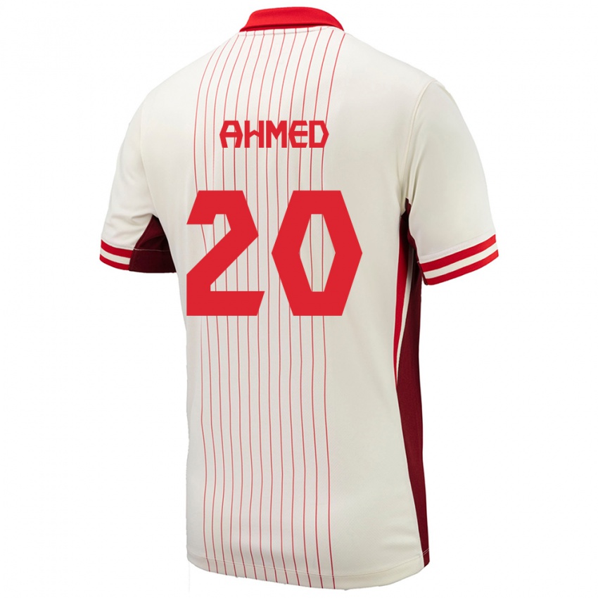 Dětské Kanada Ali Ahmed #20 Bílý Daleko Hráčské Dresy 24-26 Dres