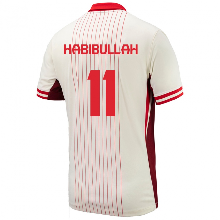 Dětské Kanada Kamron Habibullah #11 Bílý Daleko Hráčské Dresy 24-26 Dres