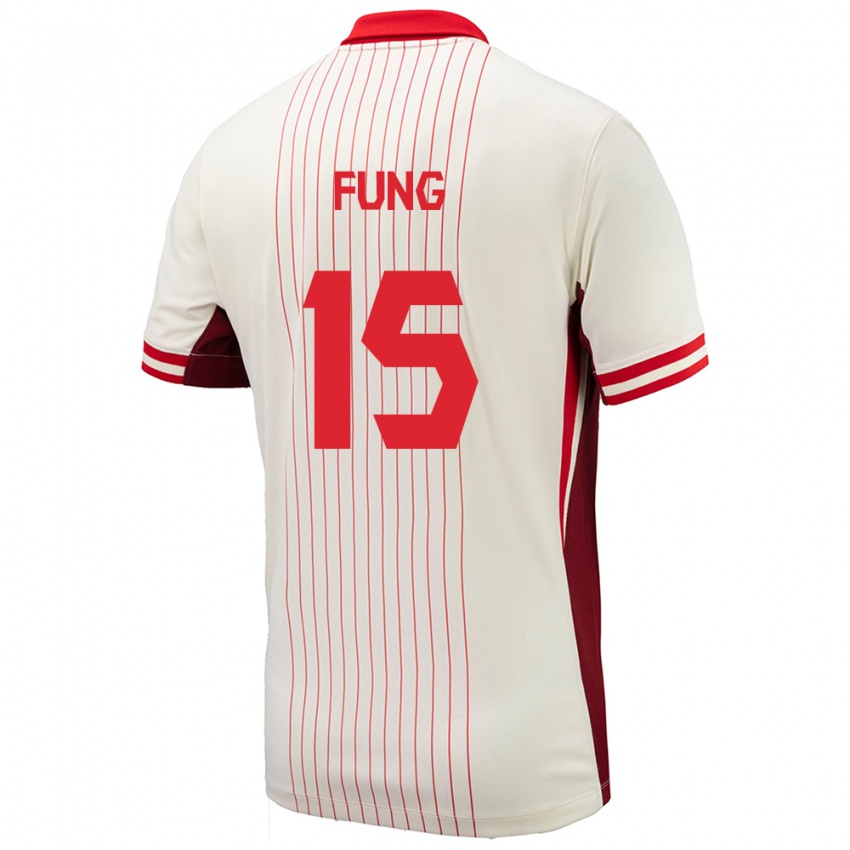 Dětské Kanada Victor Fung #15 Bílý Daleko Hráčské Dresy 24-26 Dres