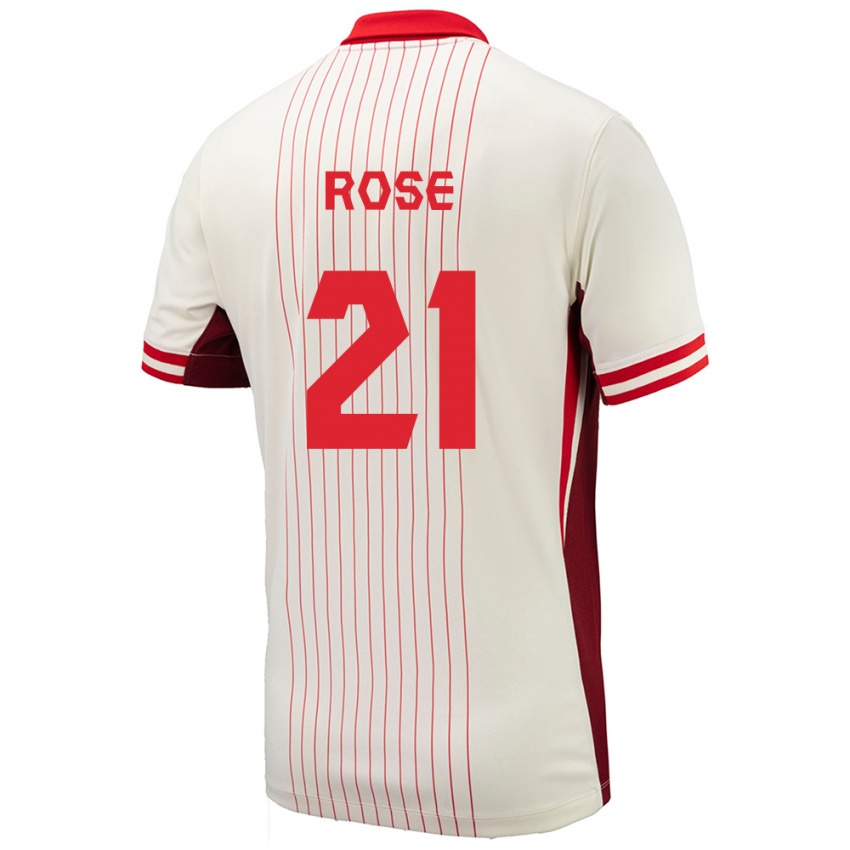 Dětské Kanada Jade Rose #21 Bílý Daleko Hráčské Dresy 24-26 Dres